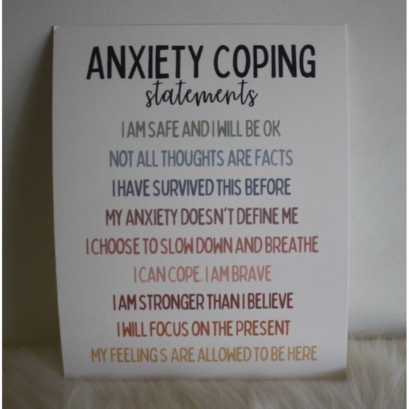 Anxiety Coping Statements Cardstock Inspirational Poster Colorful Unframed NIP - Picture 2 of 2